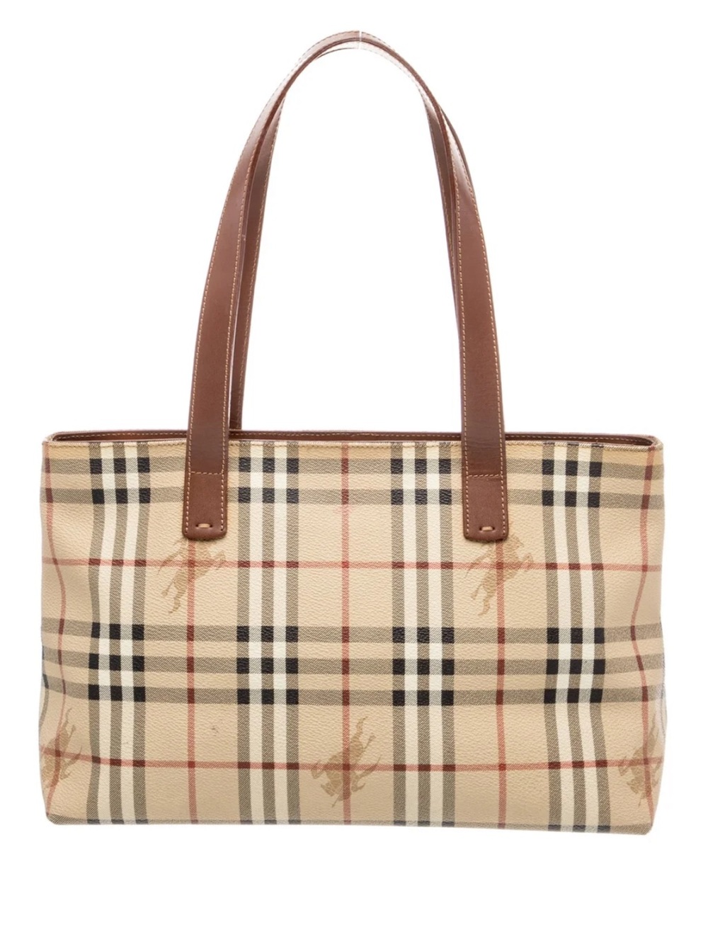 Burberry Haymarket Check Equestrian Knight Zip Tote Bag